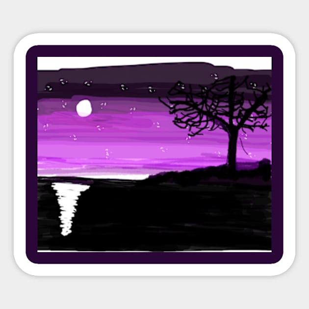 Purple Nighttime Sky Sticker by SightlessSimplicityTee